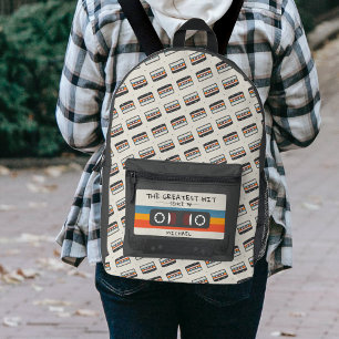 Vintage Retro Größter Hit Kassettenband Muster Bedruckter Rucksack