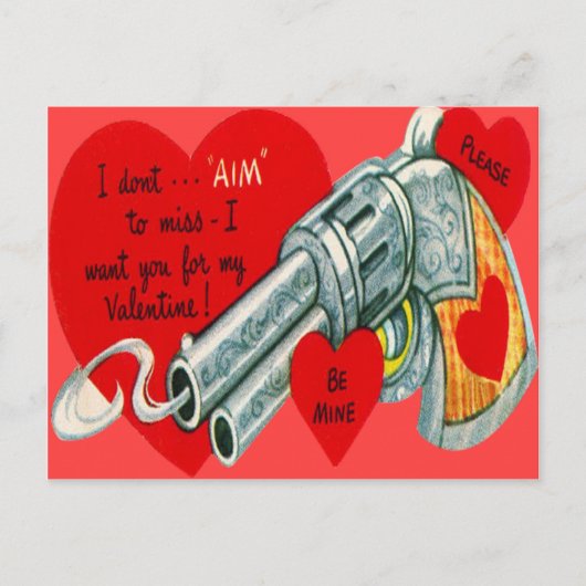 Vintage Retro Gun Valentine Card Feiertagspostkarte (Vorderseite)