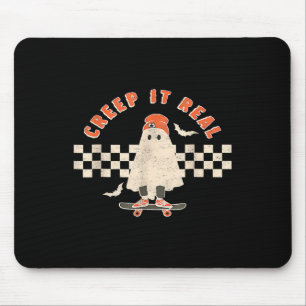 Vintage Retro Halloween Creep It Real Geist Boy Fa Mousepad