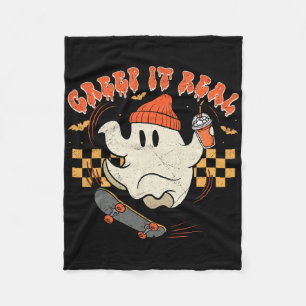 Vintage Retro Halloween Creep It Real Geist Junge Fleecedecke