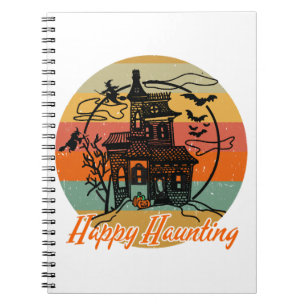 Vintage Retro Halloween Fröhliche Heimsuchung Hexe Notizblock