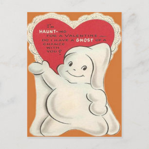 Vintage Retro Halloween-Geist Valentinskarte Feiertagspostkarte