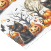 Vintage Retro Halloween Katze und Kürbistablette Tischdecke (Schrägansicht)