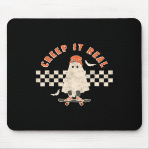 Vintage Retro Halloween Mach es echt Geist Junge F Mousepad