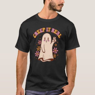 Vintage Retro Halloween Mach es echt Geistjunge Fa T-Shirt