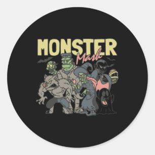 Vintage Retro Halloween-Monster-Mix Boo Geist Witz Runder Aufkleber