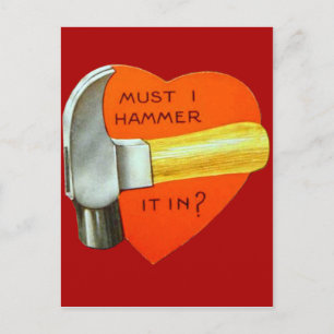Vintage Retro Hammer Valentine Card Feiertagspostkarte