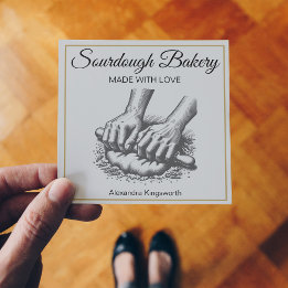 Vintage Retro Handmade Sauerteig Bäckerei für Bäck Quadratische Visitenkarte