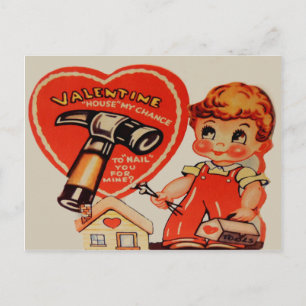 Vintage Retro Handwerker Valentinskarte Feiertagspostkarte
