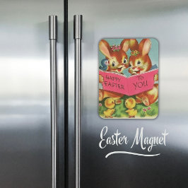 Vintage Retro Happy Oaster Bunnies und Chicks Magnet
