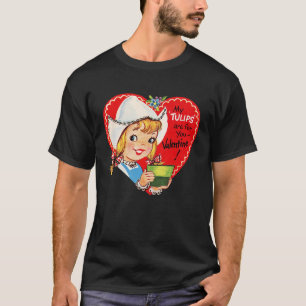 Vintage Retro Happy Valentines Day Card Niedlich C T-Shirt