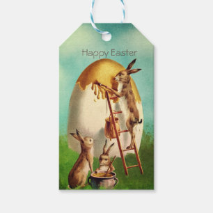 Vintage Retro Hase Ei Ostern    Geschenkanhänger