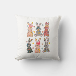 Vintage Retro Hase Floral Blumen Kaninchen Ostern  Kissen