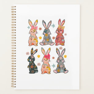 Vintage Retro Hase Floral Blumen Kaninchen Ostern Planer