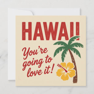 Vintage Retro Hawaii-Inseln Reiseillustration Feiertagskarte