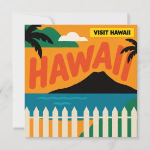 Vintage Retro Hawaii-Inseln Reiseillustration Feiertagskarte