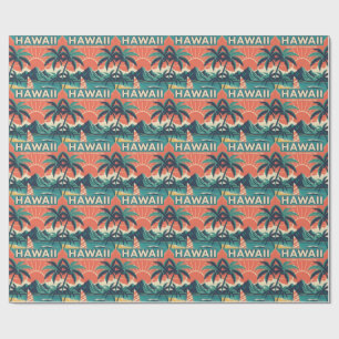 Vintage Retro Hawaii-Inseln Reiseillustration Geschenkpapier