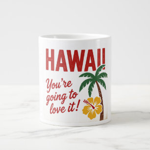 Vintage Retro Hawaii-Inseln Reiseillustration Jumbo-Tasse