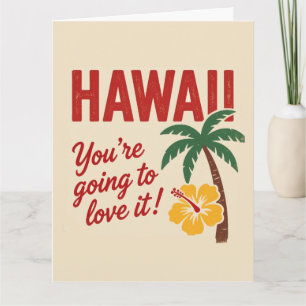 Vintage Retro Hawaii-Inseln Reiseillustration Karte