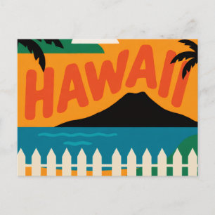 Vintage Retro Hawaii-Inseln Reiseillustration Postkarte