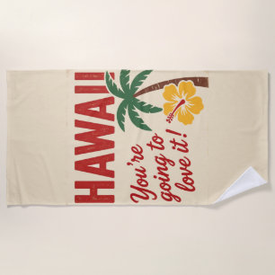 Vintage Retro Hawaii-Inseln Reiseillustration Strandtuch