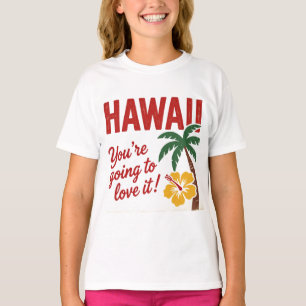 Vintage Retro Hawaii-Inseln Reiseillustration T-Shirt
