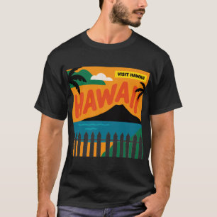 Vintage Retro Hawaii-Inseln Reiseillustration T-Shirt