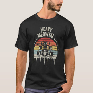 Vintage Retro Heavy Metal Schlagzeug spielende Kat T-Shirt