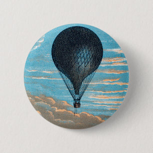 Vintage Retro Heißluftballon Blick Erster Ballon Button