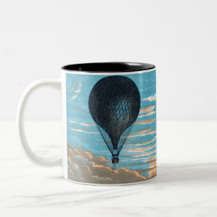 Vintage Retro Heißluftballon Blick Erster Ballon Zweifarbige Tasse