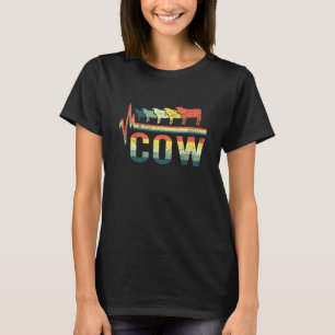 Vintage Retro Herzschlag Wort Milchkuh Tier Süß T-Shirt
