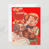 Vintage Retro-Herzschleifer Valentine-Karte Feiertagspostkarte (Vorne/Hinten)