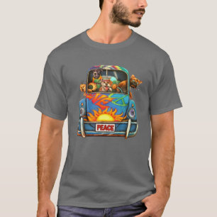 Vintage Retro Hippie Van Frieden Liebe Hunde Hippi T-Shirt