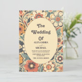 Vintage Retro-Hochzeit der 70er Jahre Einladung (Stehend Vorderseite)