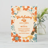 Vintage Retro-Hochzeit Einladung (Stehend Vorderseite)