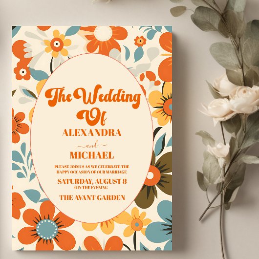 Vintage Retro-Hochzeit Einladung