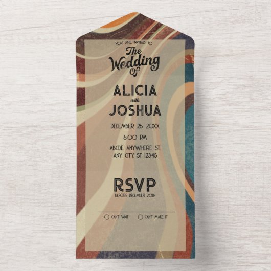 Vintage Retro-Hochzeit Einladung (Innen Boden)