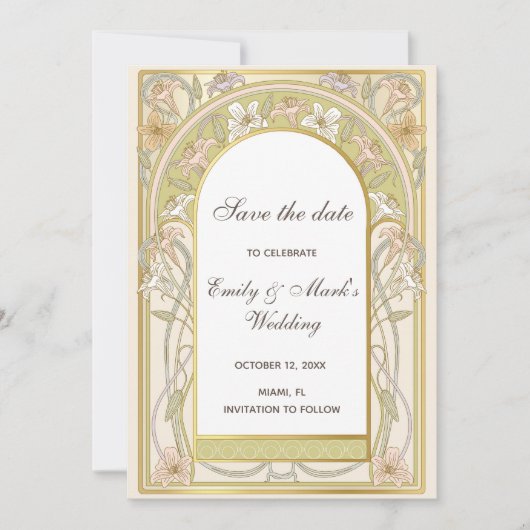 Vintage Retro-Hochzeit floral Save the Date (Vorderseite)