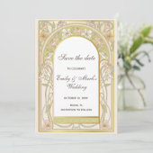 Vintage Retro-Hochzeit floral Save the Date (Stehend Vorderseite)