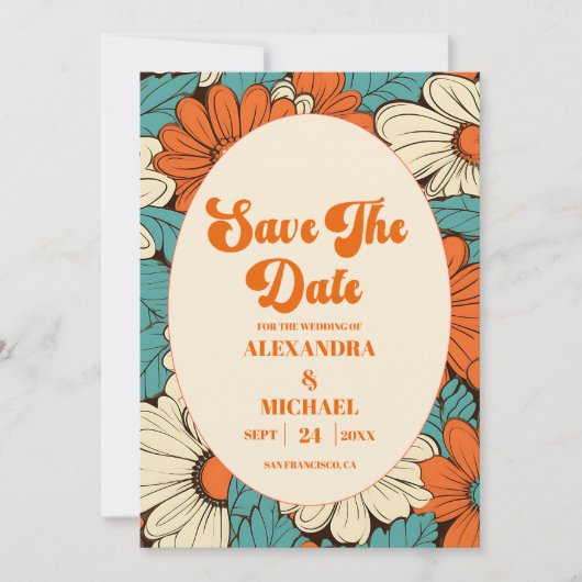 Vintage Retro-Hochzeit Save The Date (Vorderseite)