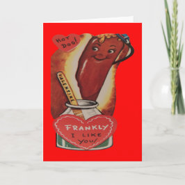 Vintage Retro Hot Dog Valentine Card Feiertagskarte