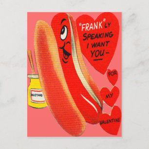 Vintage Retro Hot Dog Valentinskarte Feiertagspostkarte