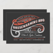Vintage Retro Housewarming GRILLEN Einladungen (Vorne/Hinten)