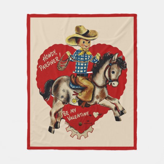 Vintage Retro "Howdy, Pardner!" Valentine Fleecedecke (Vorderseite)