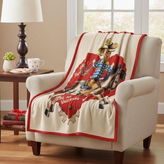 Vintage Retro "Howdy, Pardner!" Valentine Fleecedecke