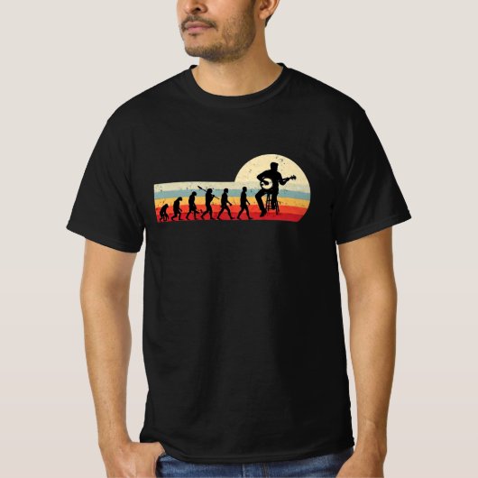 Vintage Retro Humanevolution Banjo Gitarre T-Shirt (Vorderseite)