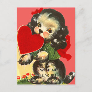 Vintage Retro-Hund mit Herz Valentinstagskarte Feiertagspostkarte
