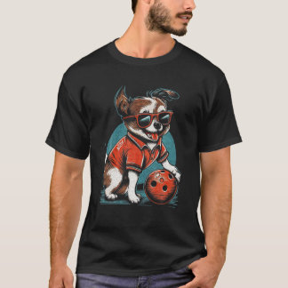 Vintage Retro Hund spielt Bowling Kugel Bowler Wel T-Shirt