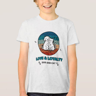 Vintage Retro Hund und Katze Liebe und Treue Tri-Blend Shirt
