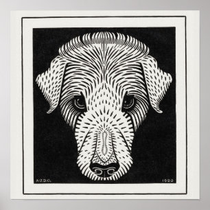 Vintage Retro-Hundekopf Julie de Graag Poster
